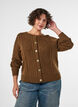 Kabelgebreide cardigan met decoratieve knopen, Bruin, Model image number 0