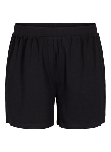 Losse pyjama shorts van katoenmix, Black, Packshot image number 0