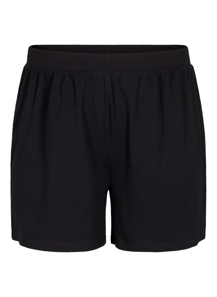 Losse pyjama shorts van katoenmix, Black, Packshot image number 0