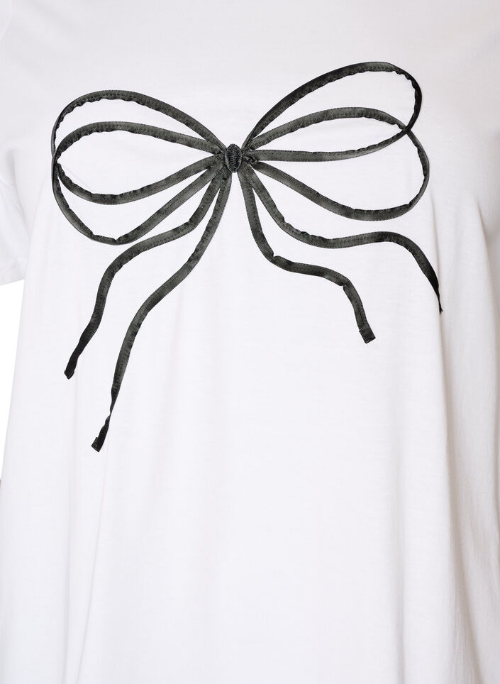 T-shirt en coton biologique avec motif d&eacute;coratif, Blanc, Packshot image number 2