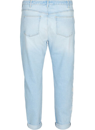 Cropped Mille jeans met borduursel, Light blue denim, Packshot image number 1