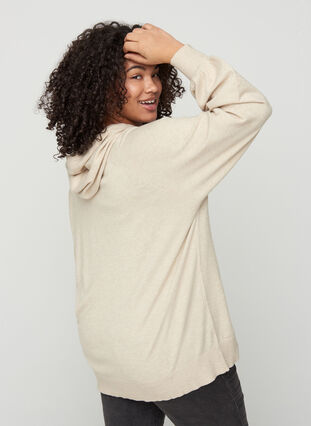 Pull à capuche en tricot chiné avec poche, Pumice Stone Mel., Model image number 1