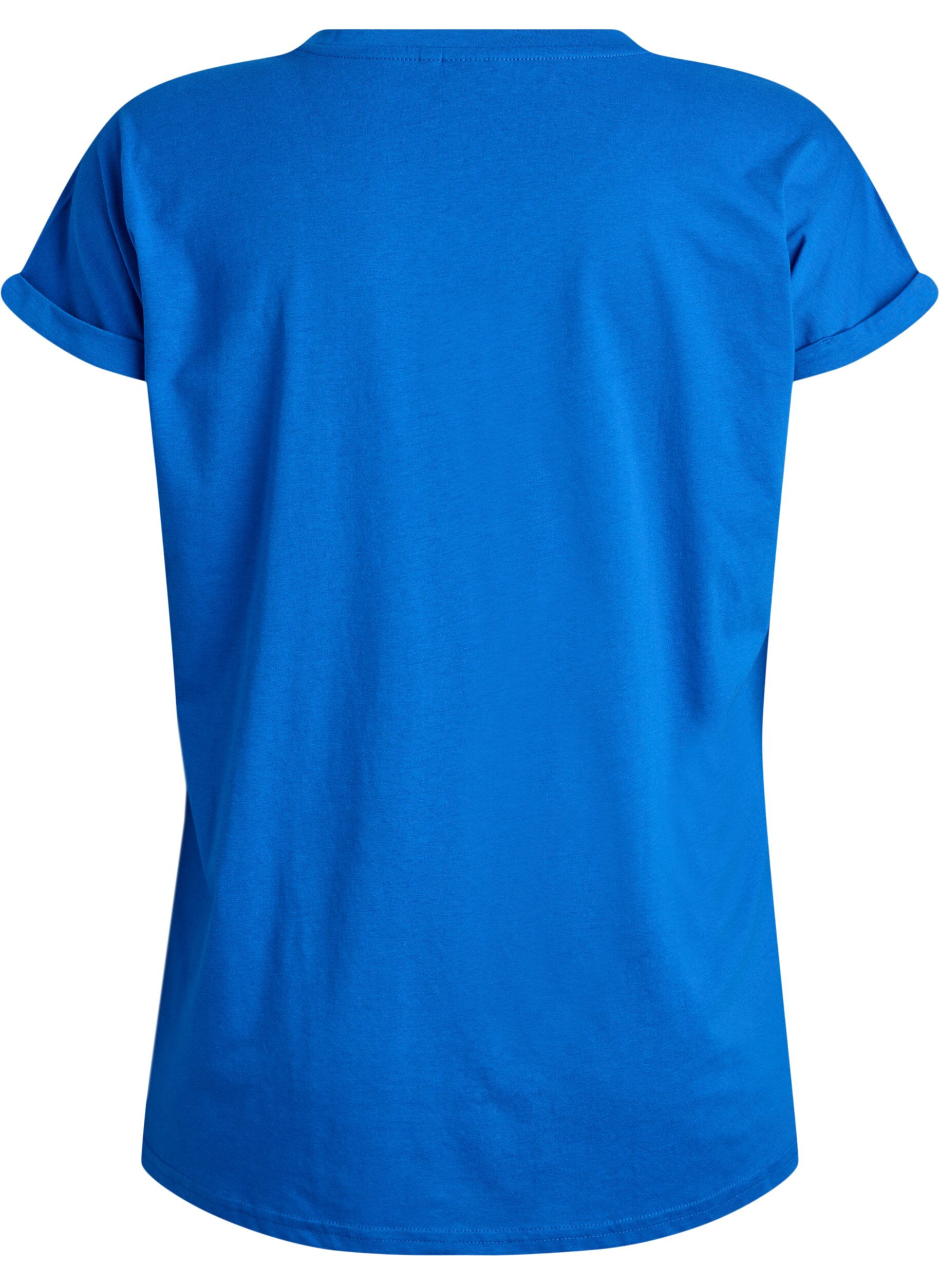 ZizziT-shirt met korte mouwen in een katoenmix, Blauw, Packshot image number 1