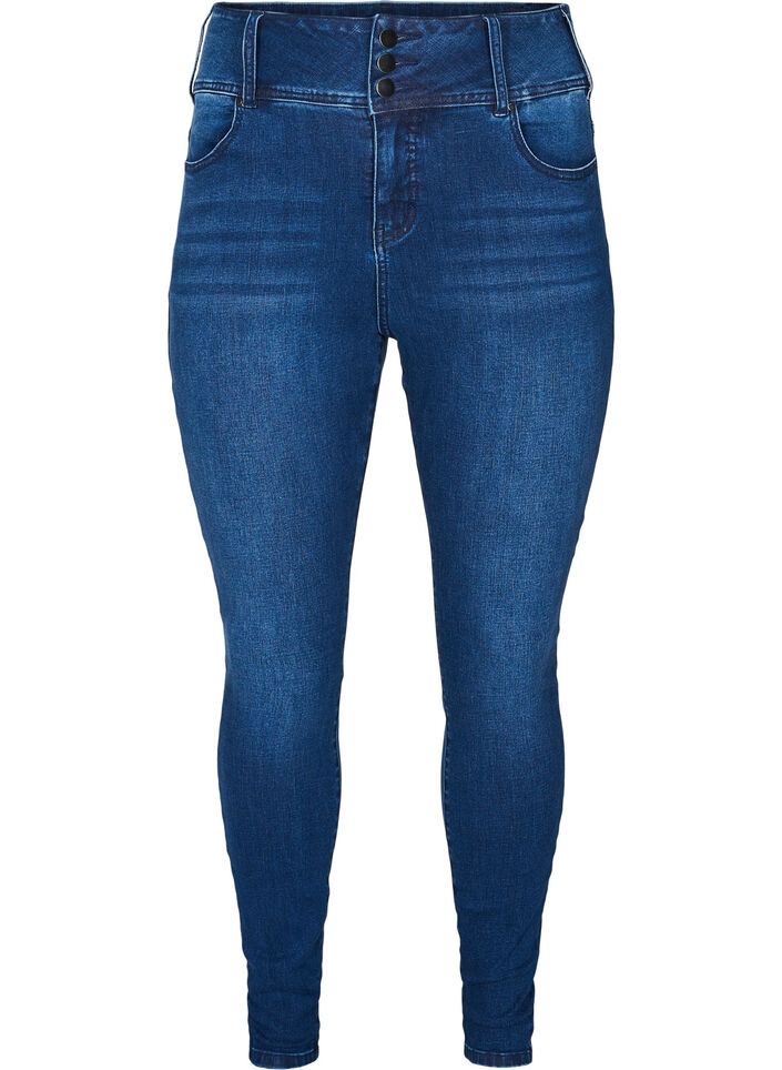Super slim Bea jeans met extra hoge taille, Blauw, Packshot image number 0
