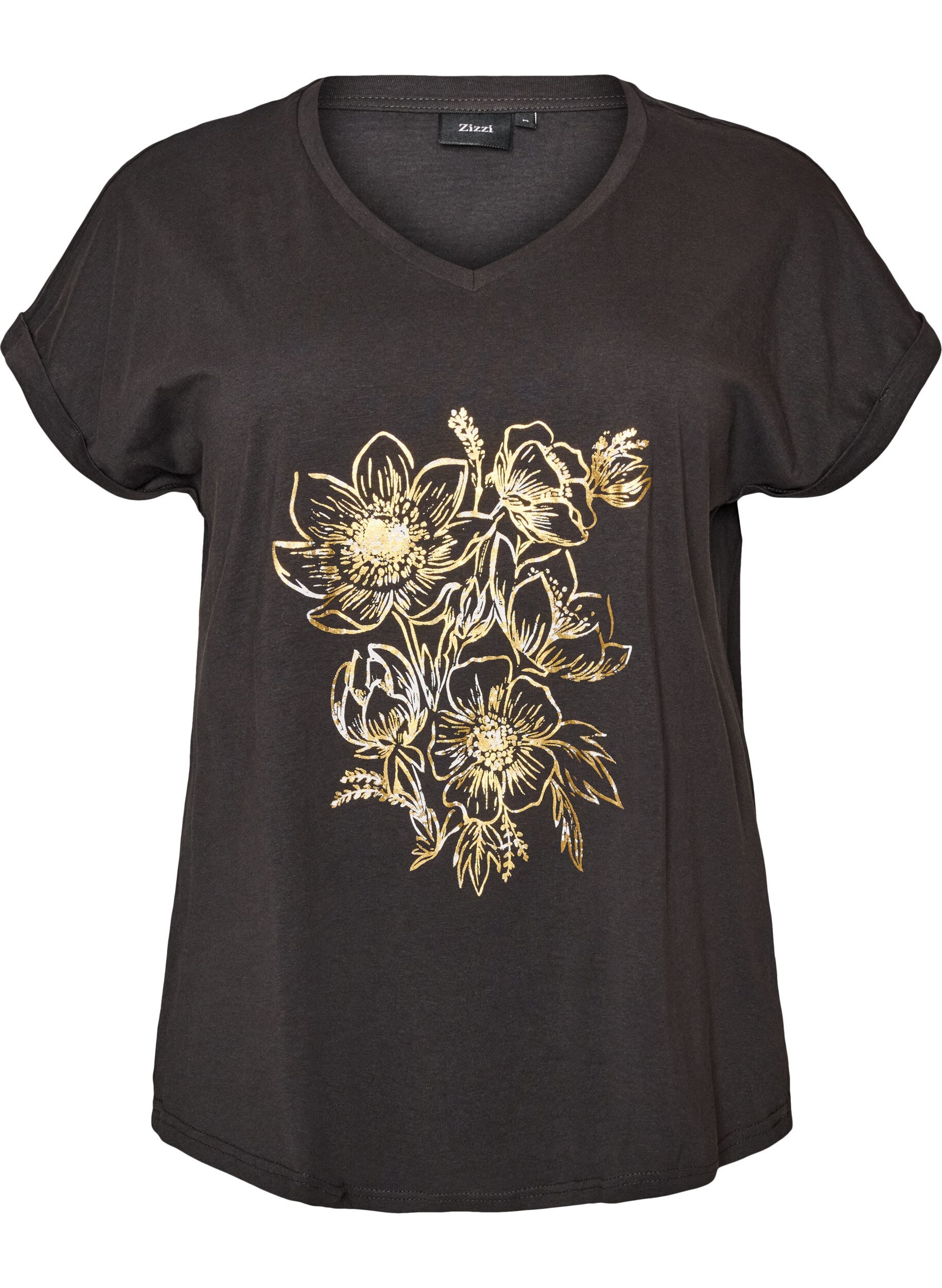 T-shirt en coton avec imprim&eacute; dor&eacute;