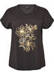 T-shirt en coton avec imprim&eacute; dor&eacute;, Gris anthracite, Packshot image number 0