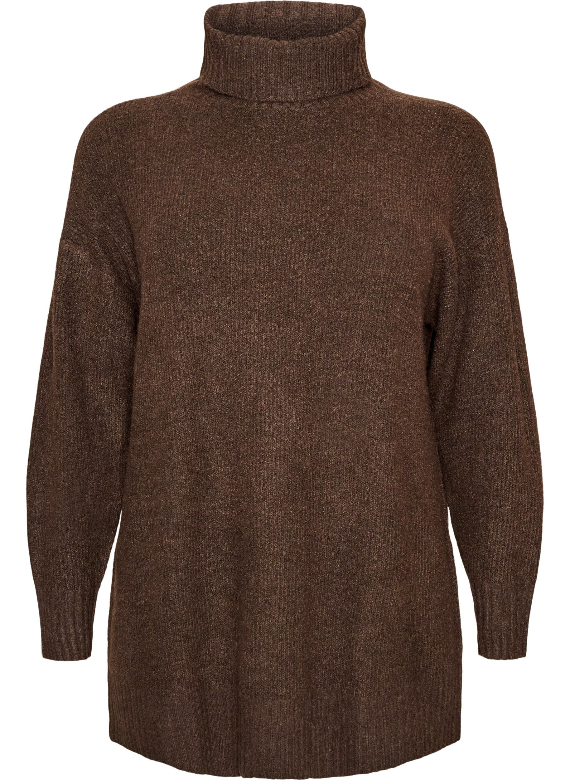 ZizziPull en maille l&acirc;che avec col roul&eacute;, Marron, Packshot image number 0