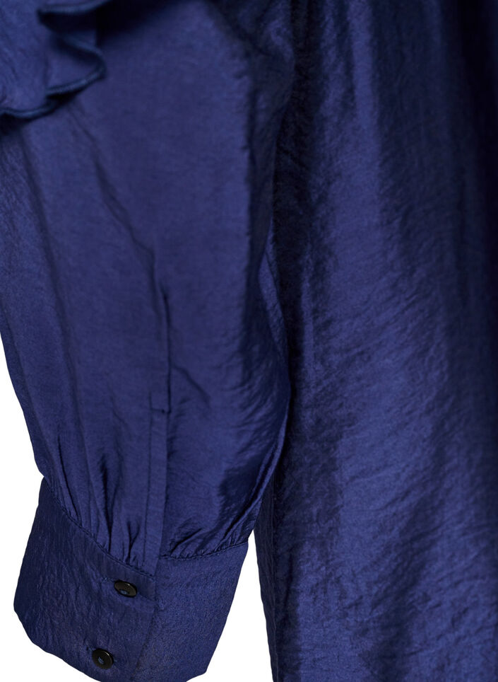 Robe en viscose avec volants et liens &agrave; nouer, Bleu, Packshot image number 3