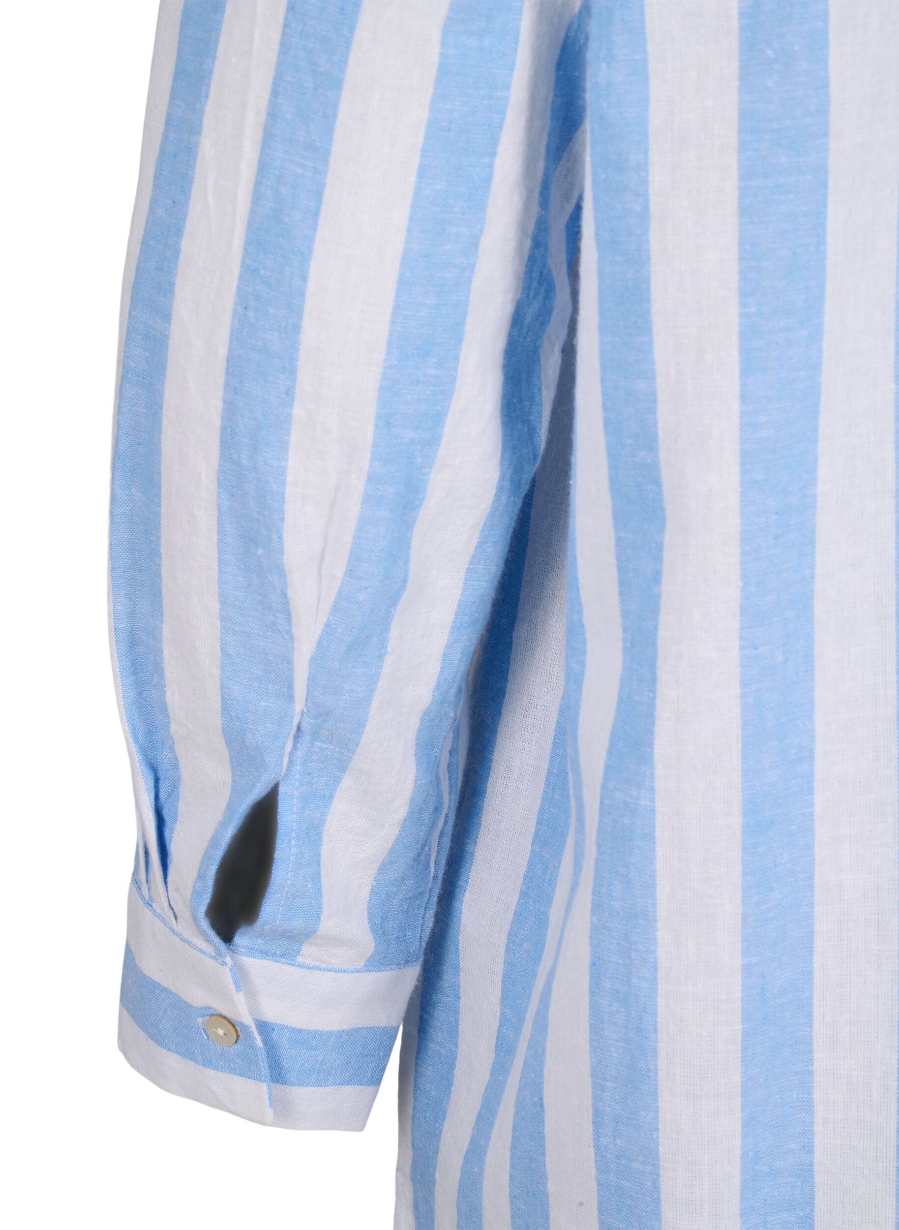 ZizziLang shirt van linnen en katoen, Blue White Stripe, Packshot image number 4