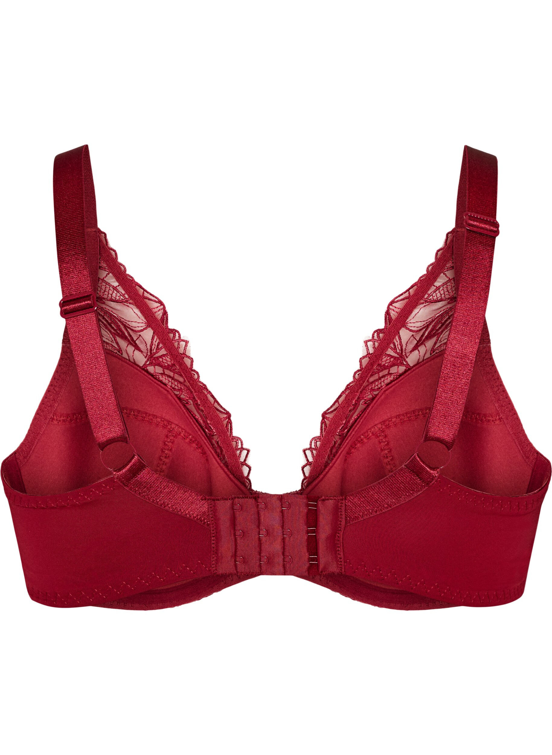 ZizziSoutien-gorge rembourr&eacute; en dentelle avec armatures, Rouge, Packshot image number 1