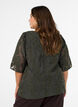 Jacquard blouse met sprankelende details en pofmouwen, Groen, Model image number 2