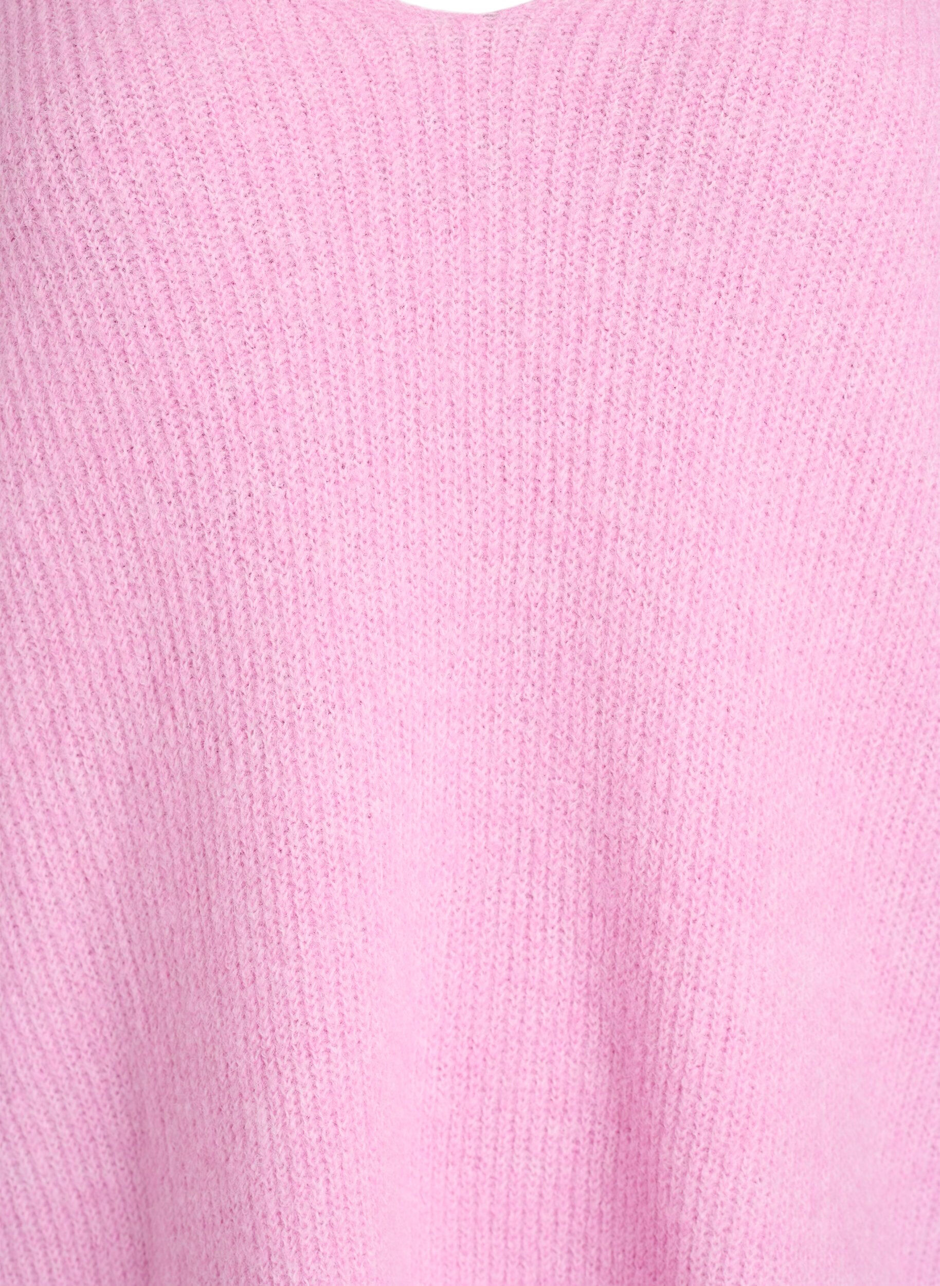 Zizzi Blouse en maille &agrave; col V et manches raglan, Rose, Packshot image number 2