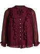 Transparante blouse met ruches en striksluiting, Rood, Packshot image number 0