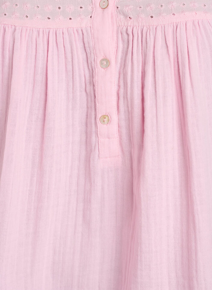 Blouse in katoenen mousseline met broderie anglaise, Roze, Packshot image number 2