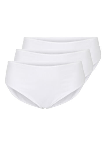 Slip 3-pack en coton avec taille régulière, Bright White, Packshot image number 0