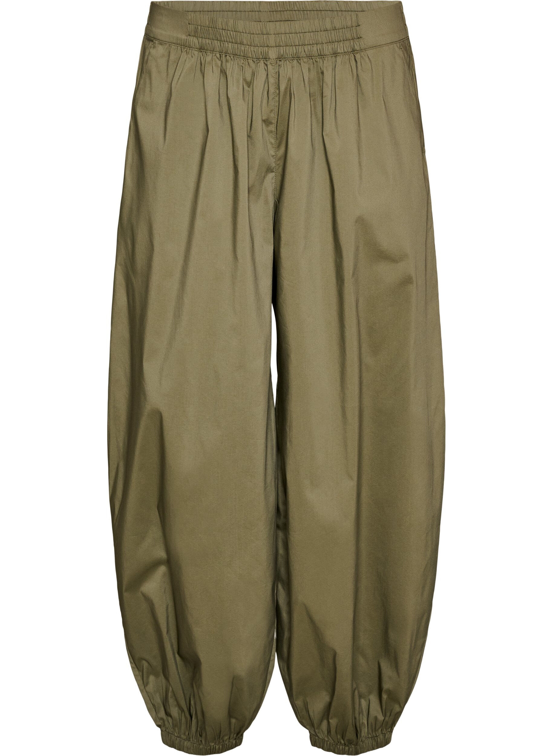 ZizziBallonbroek met zakken en een elastische tailleband, Groen, Packshot image number 0