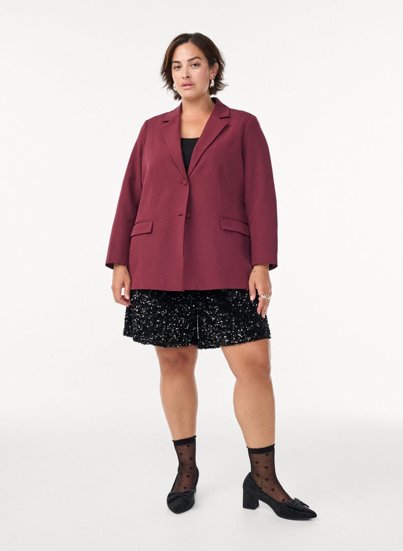 Blazer classique avec fermeture &agrave; boutons, Bordeaux, Model