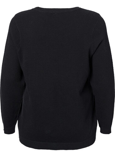 Blouse en coton tricoté avec structure, Black, Packshot image number 1