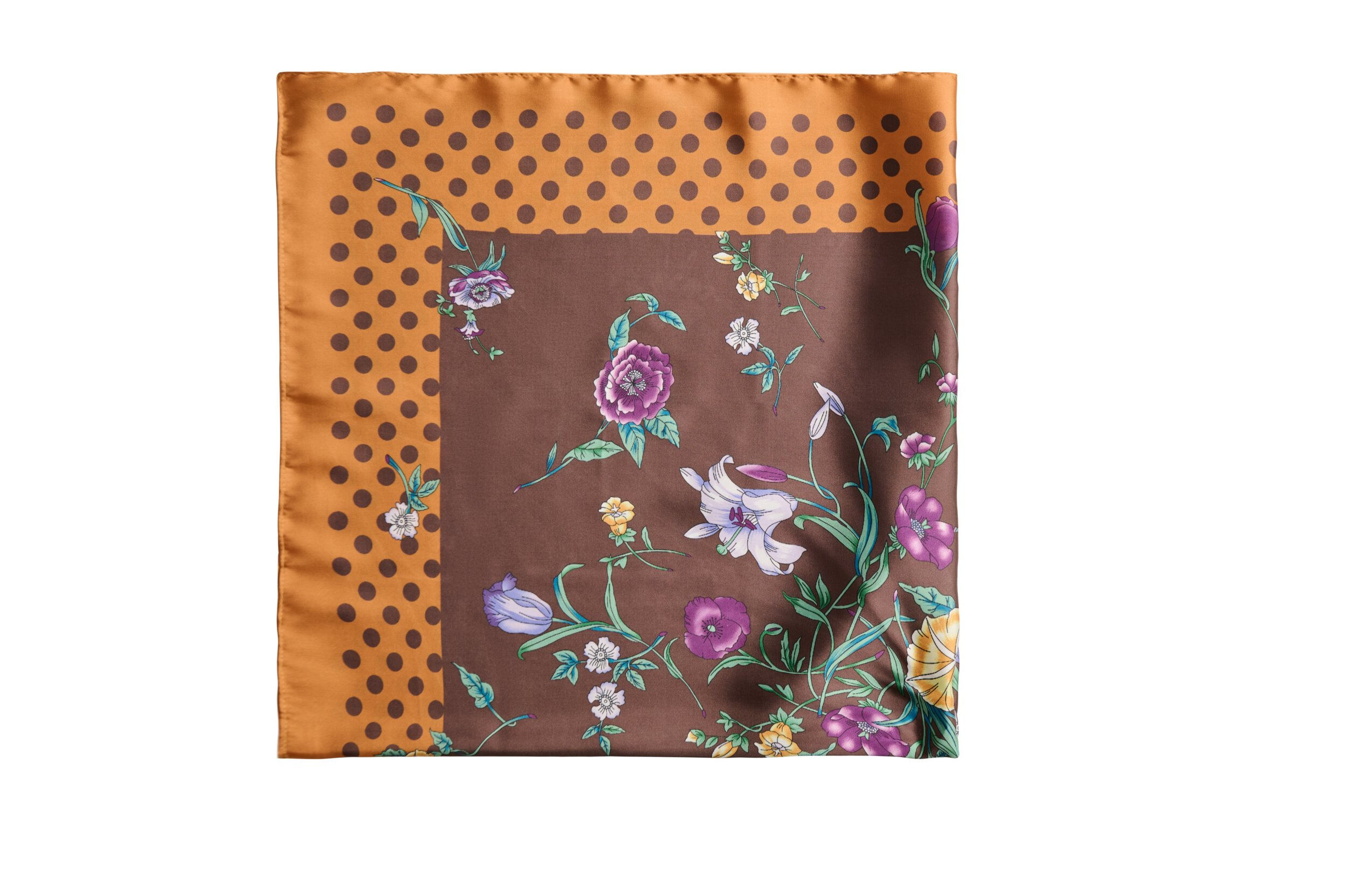 ZizziFoulard carr&eacute; &agrave; l&rsquo;aspect satin avec un motif, Marron, Packshot image number 2