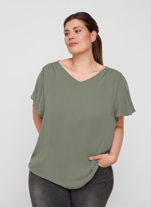 Blouse manches courtes, Agave Green, Model image number 0