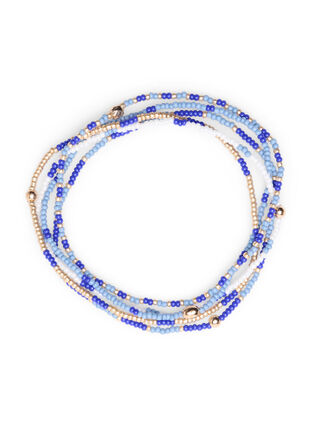 Pack de 5 bracelets en perles, Blue Mix, Packshot image number 0