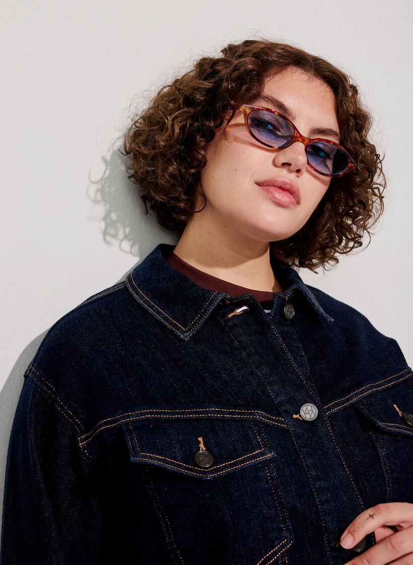 Klassiek denimjack met contrasterend stiksel, Blauw, Model