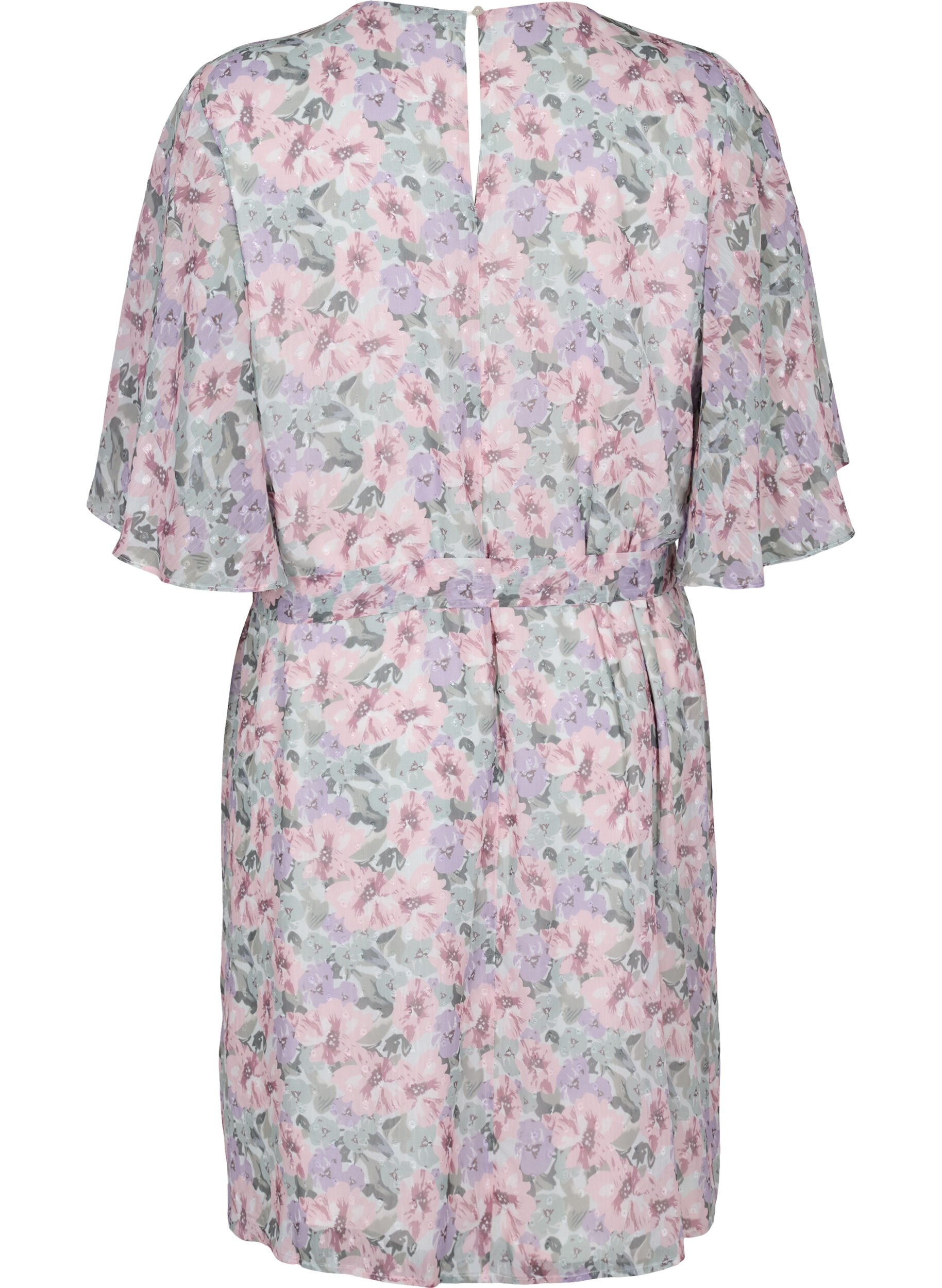 Zizzi Robe &agrave; fleurs avec bande de cravate, Flower AOP, Packshot image number 1