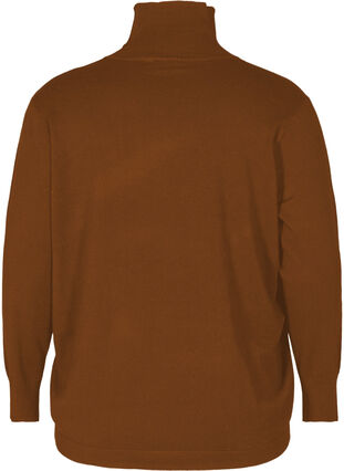Gebreide blouse van viscose met hoge kraag, Caramel Cafe, Packshot image number 1