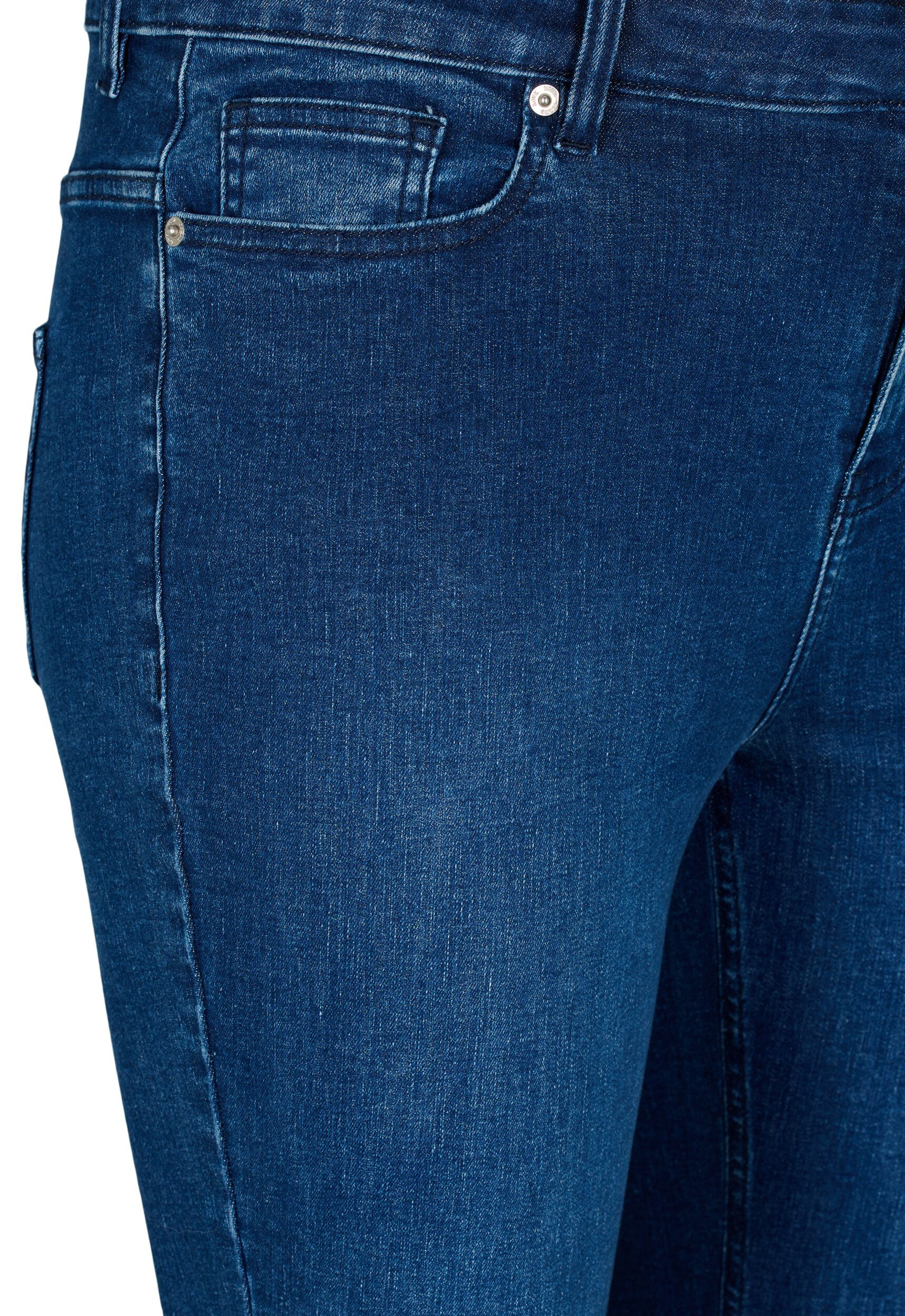ZizziEllen bootcut jeans met rauwe rand, Blue denim, Packshot image number 2