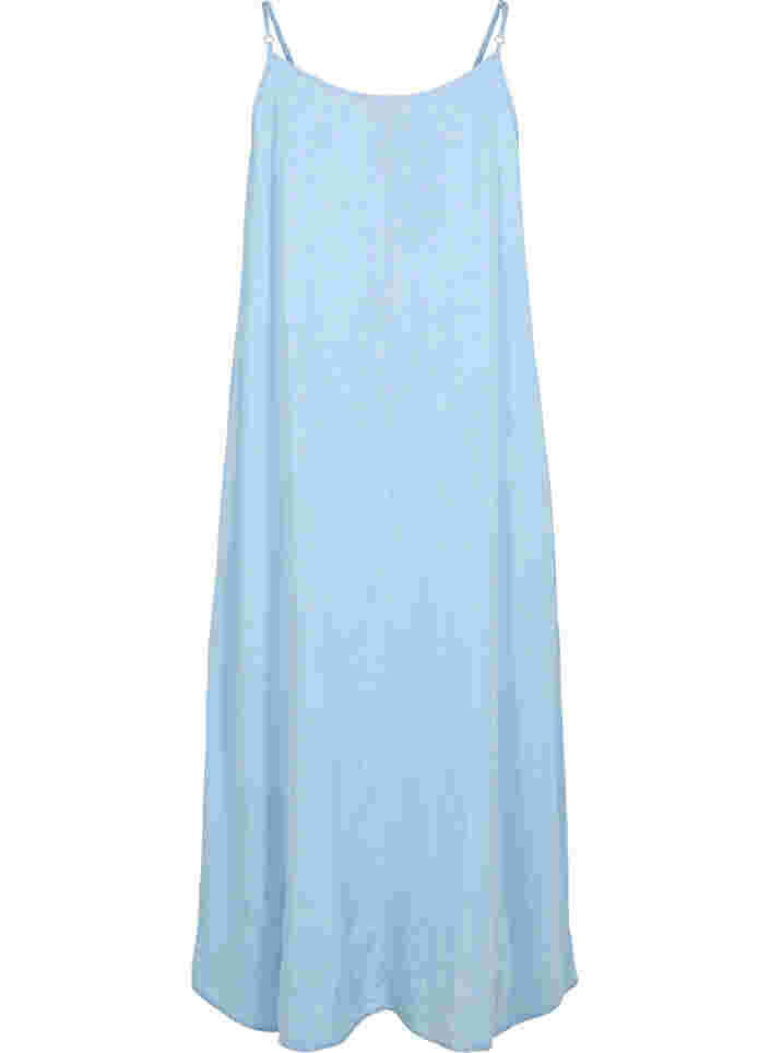 Lange denim jurk met dunne bandjes, Light blue denim, Packshot image number 1