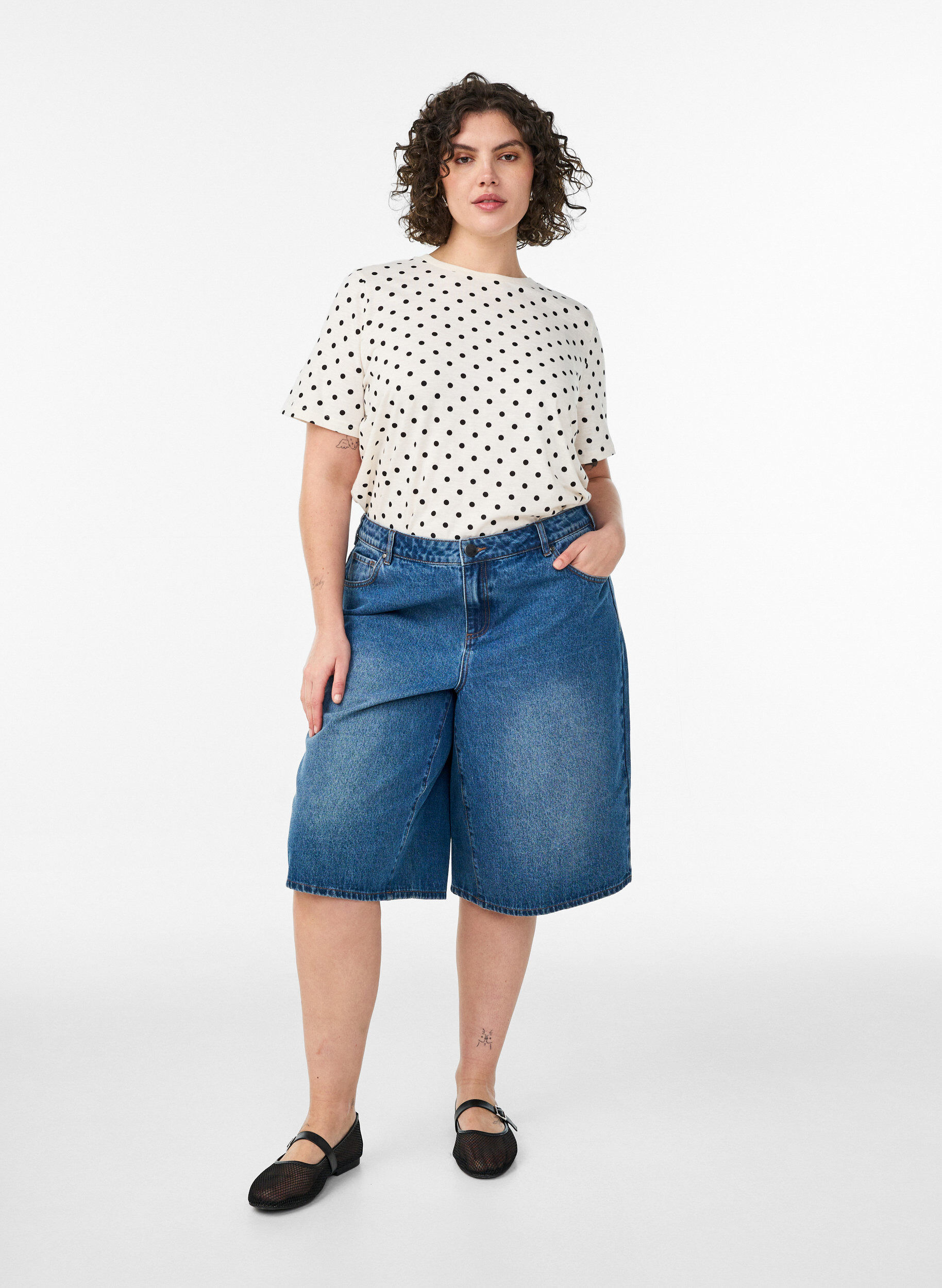 ZizziShort en jean taille haute, Bleu, Model image number 0