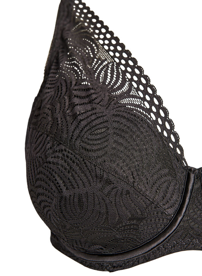 Kanten beha met gewatteerde cups, Zwart, Packshot image number 2