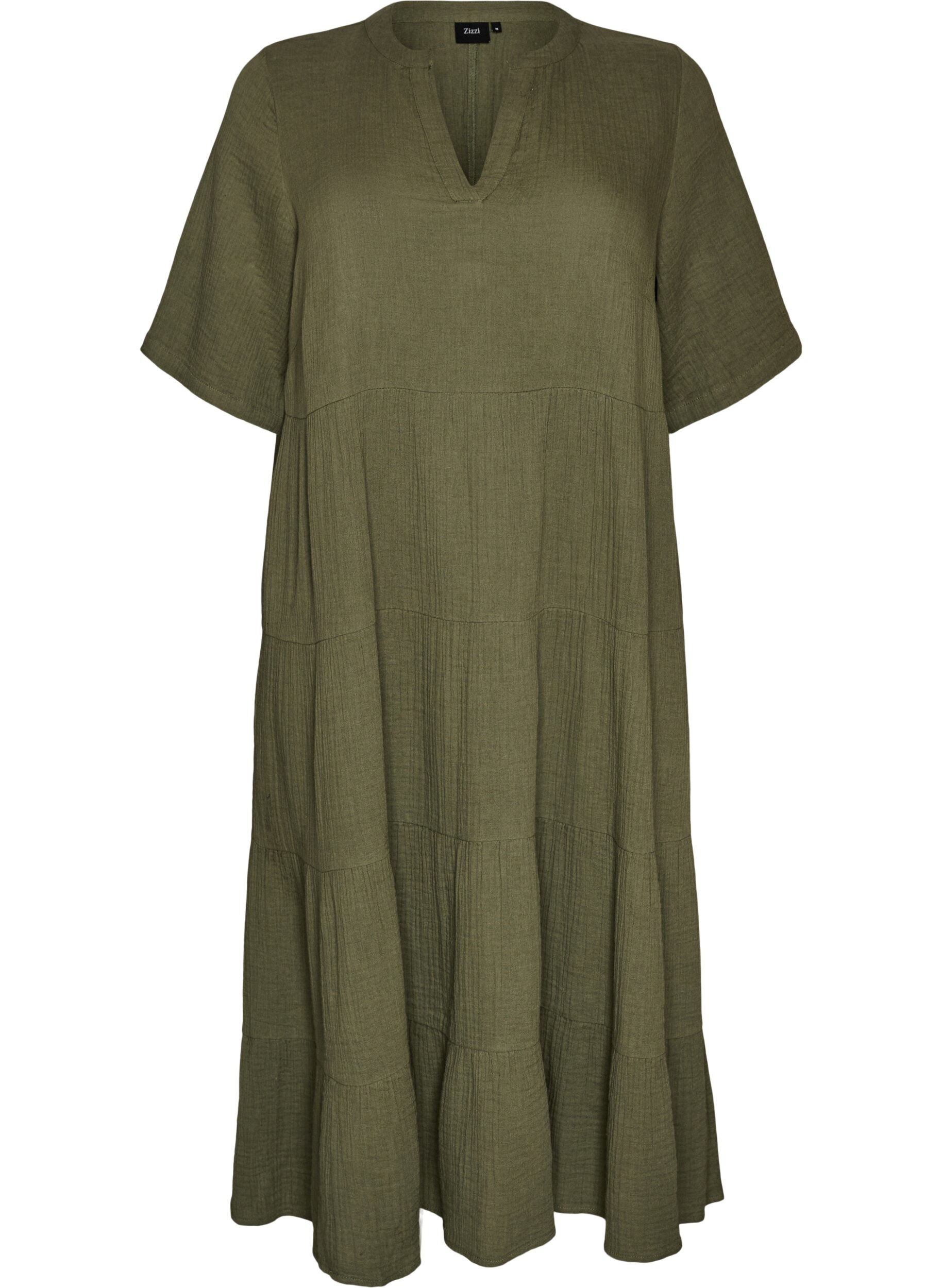 Robe midi coupe &eacute;vas&eacute;e en mousseline de coton