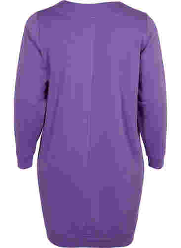 Sweatshirt jurk met v-halslijn, Deep Lavender, Packshot image number 1