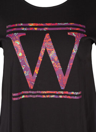 Katoenen t-shirt met kleurrijk print, Black W, Packshot image number 2