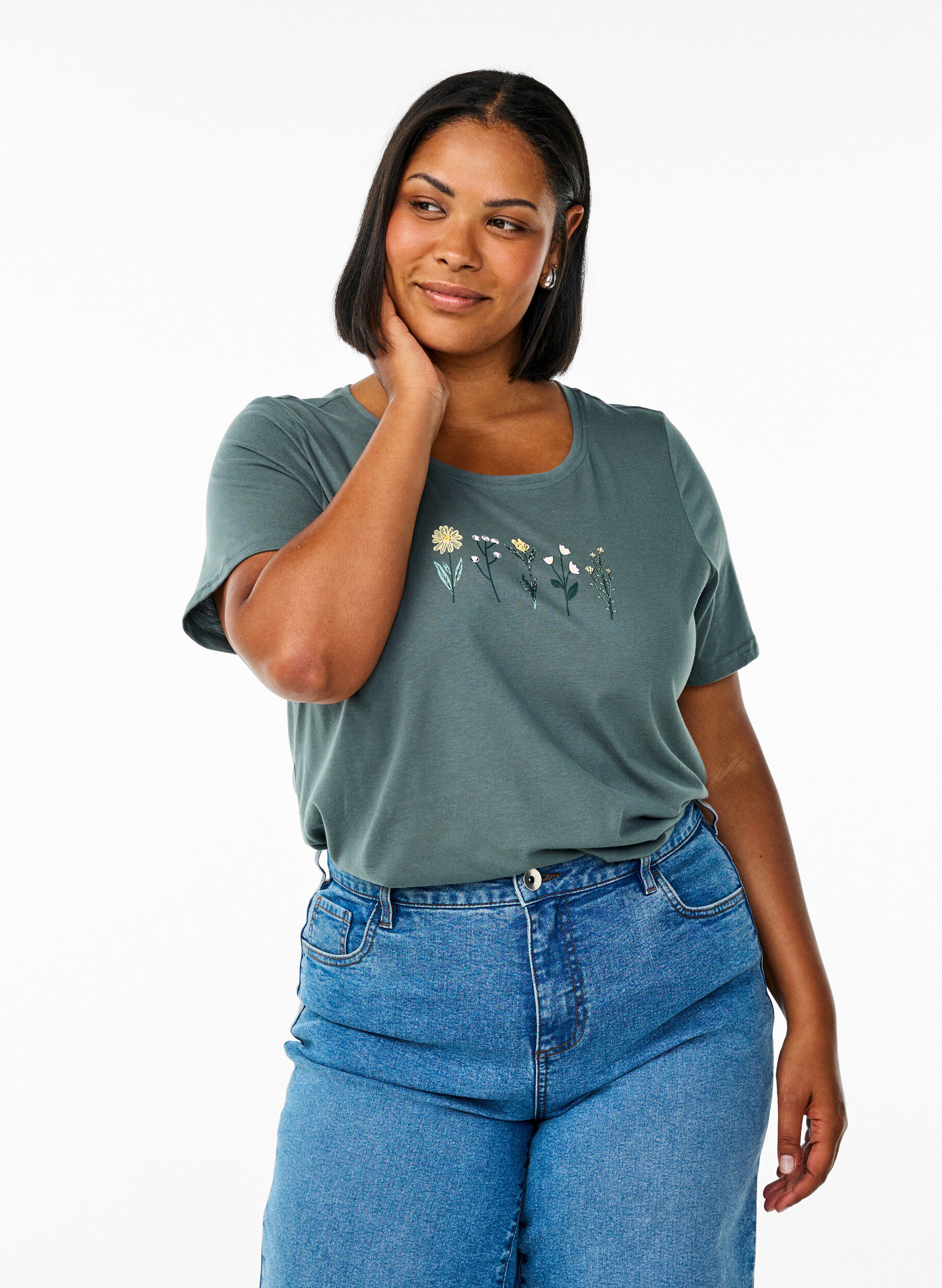 ZizziFLASH - T-shirt met motief, Groen, Model image number 0