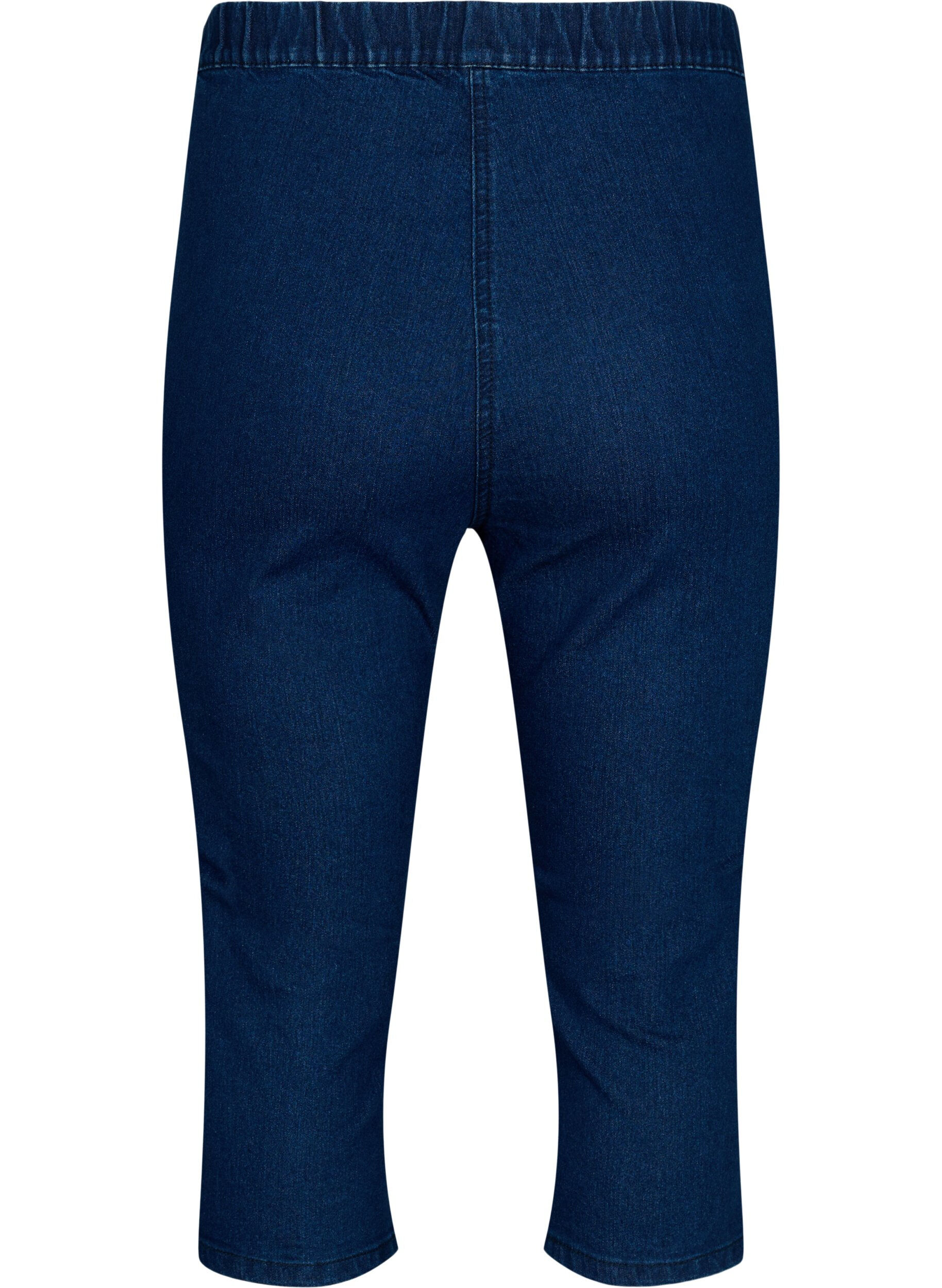 ZizziFLASH - denim capri broek met hoge taille en slanke pasvorm, Blauw, Packshot image number 1