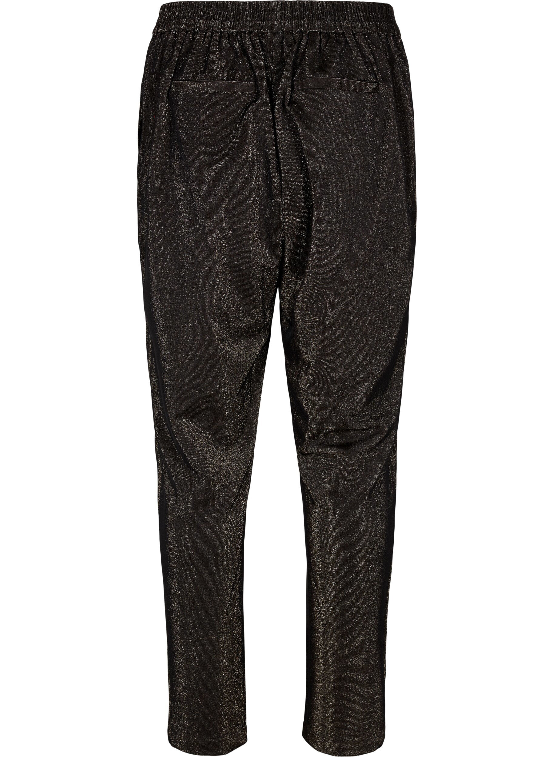 Zizzi Pantalon Maddison avec mica, Black w. Lurex, Packshot image number 1
