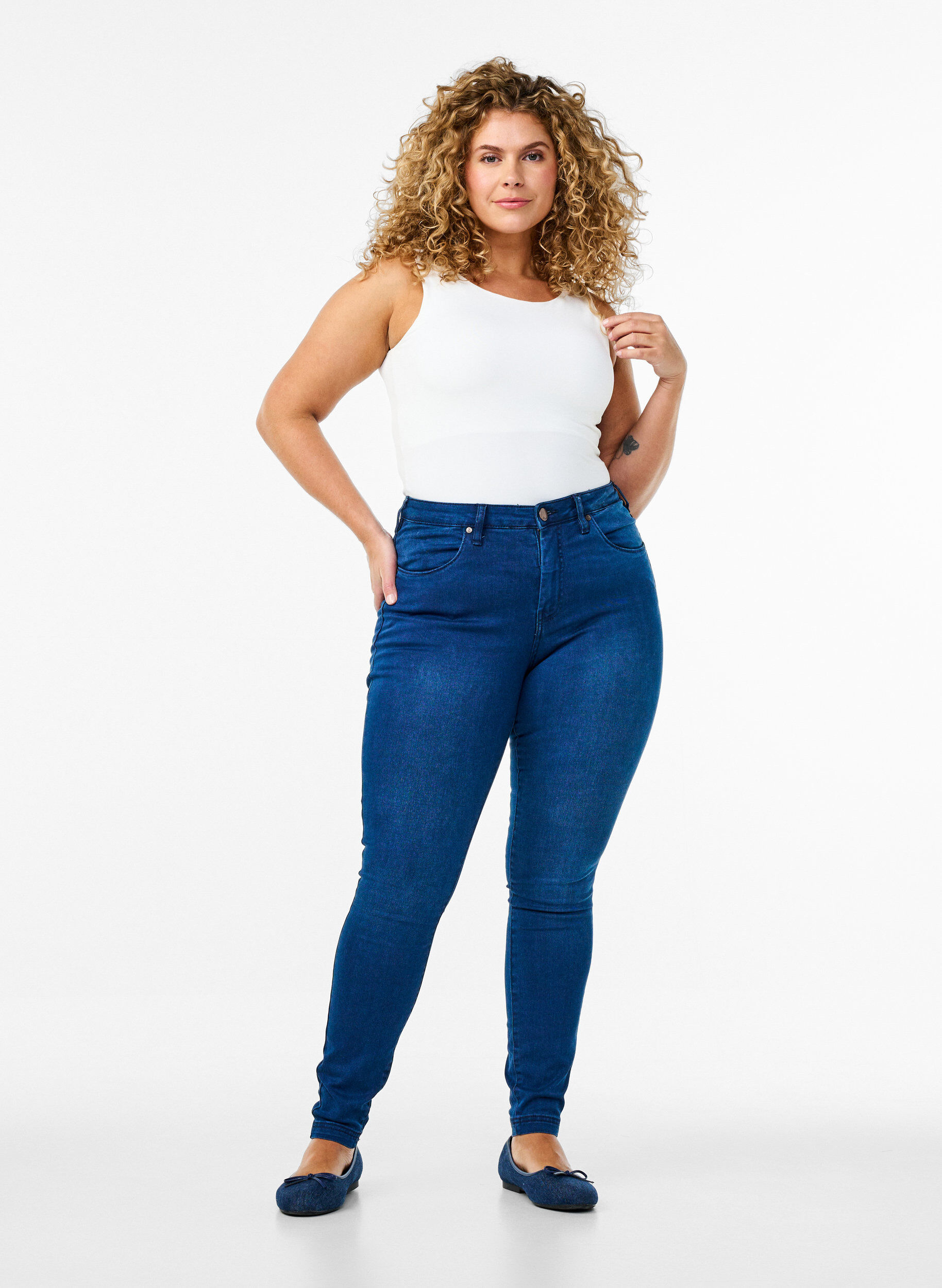Super slim Amy jeans met hoge taille, Blue Denim, Model