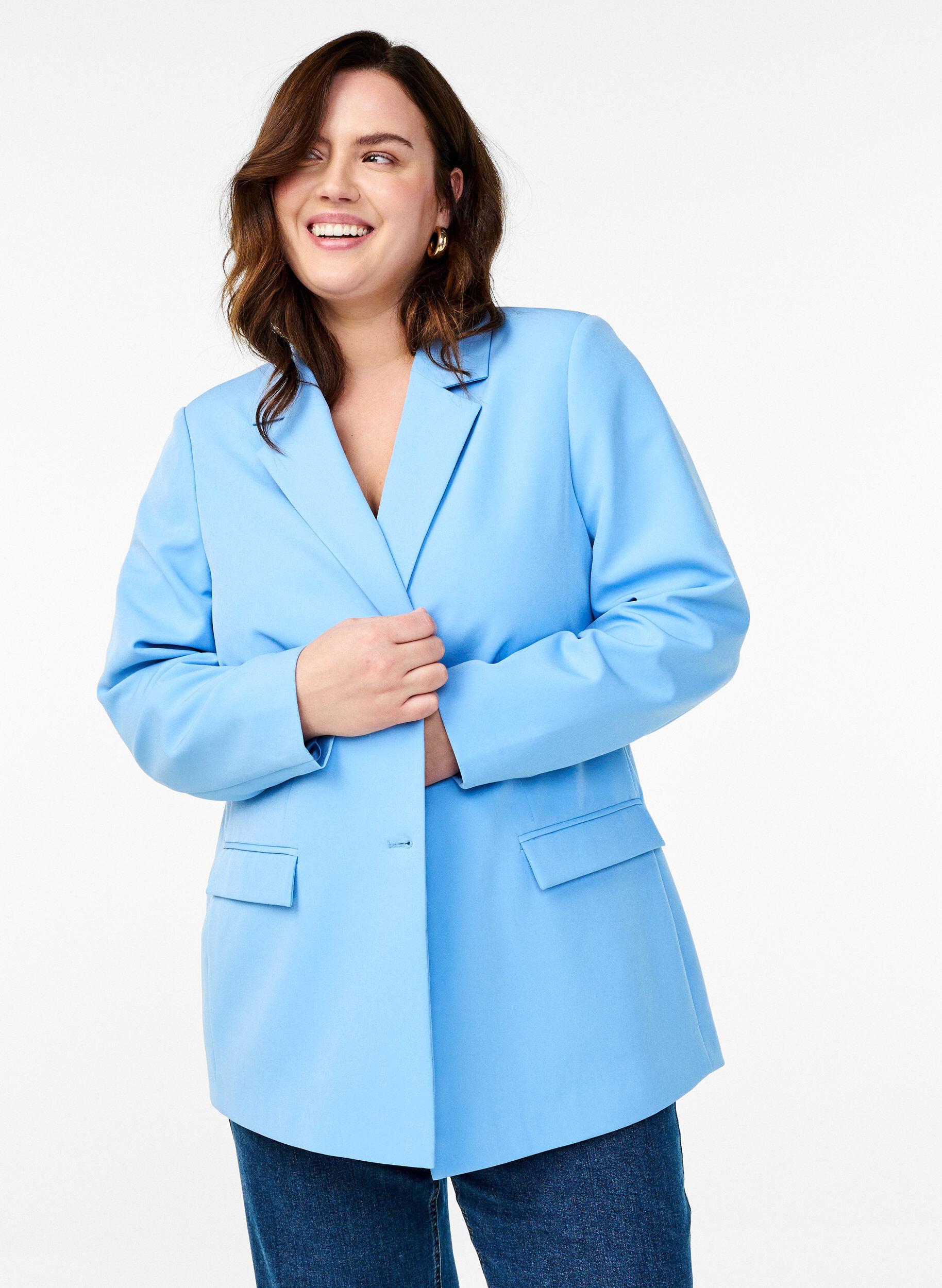 ZizziBlazer classique avec fermeture boutonn&eacute;e, Bleu Clair, Image image number 0