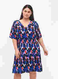 Viscose jurk met print en smok , Colorful Animal, Model