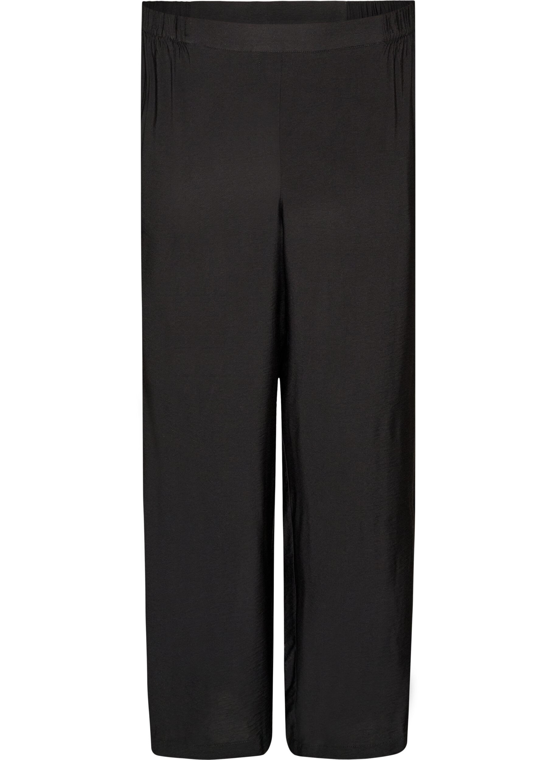 Viscose broek met elastische taille en rechte pijpen