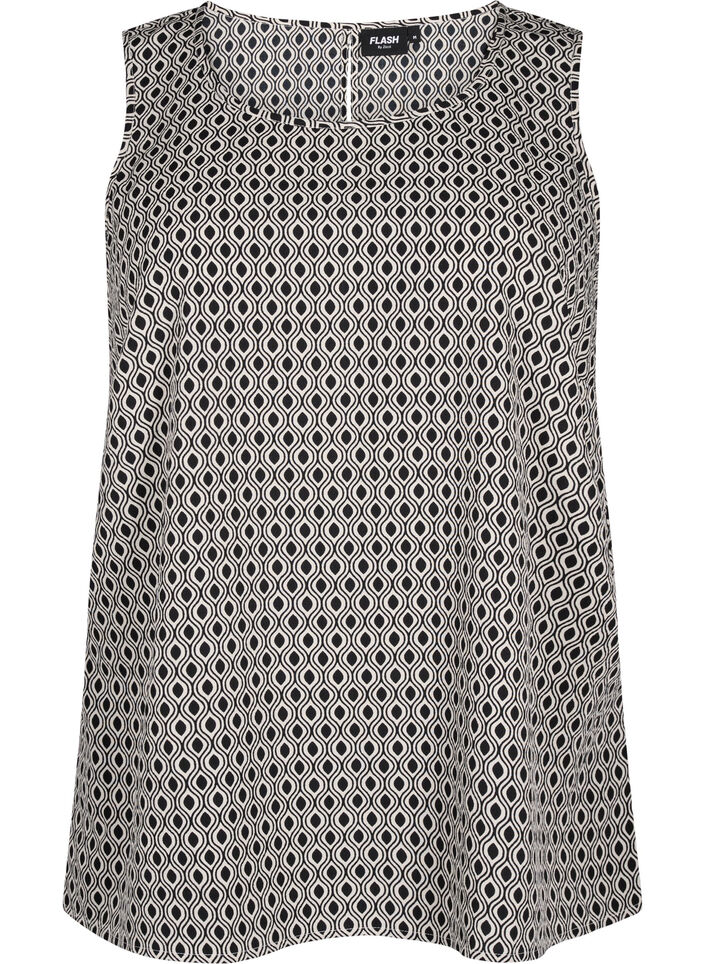 Flash - Mouwloze top met print, Zwart, Packshot image number 0
