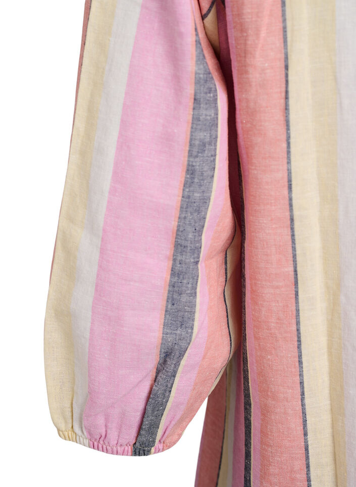 Robes courtes en lin et viscose &agrave; manches 3/4, Jaune, Packshot image number 3