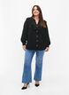 Viscose overhemdblouse met ruches, Black, Model image number 2