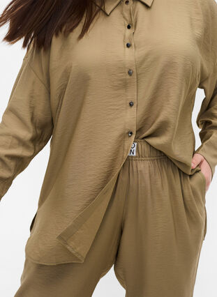 Pantalon ample en viscose avec bord élastiqué et poches, Timber Wolf, Model image number 2