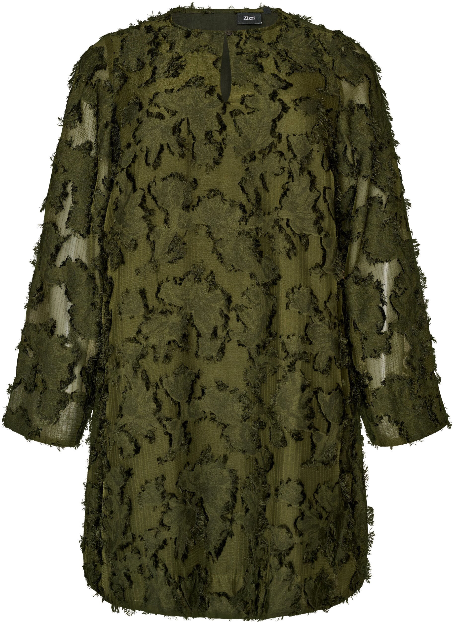 ZizziRobe textur&eacute;e &agrave; fils frang&eacute;s, Vert fonc&eacute;, Packshot image number 0