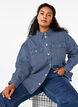 Effen denim overhemd met borstzakken, Blue Denim Stripe, Model image number 2