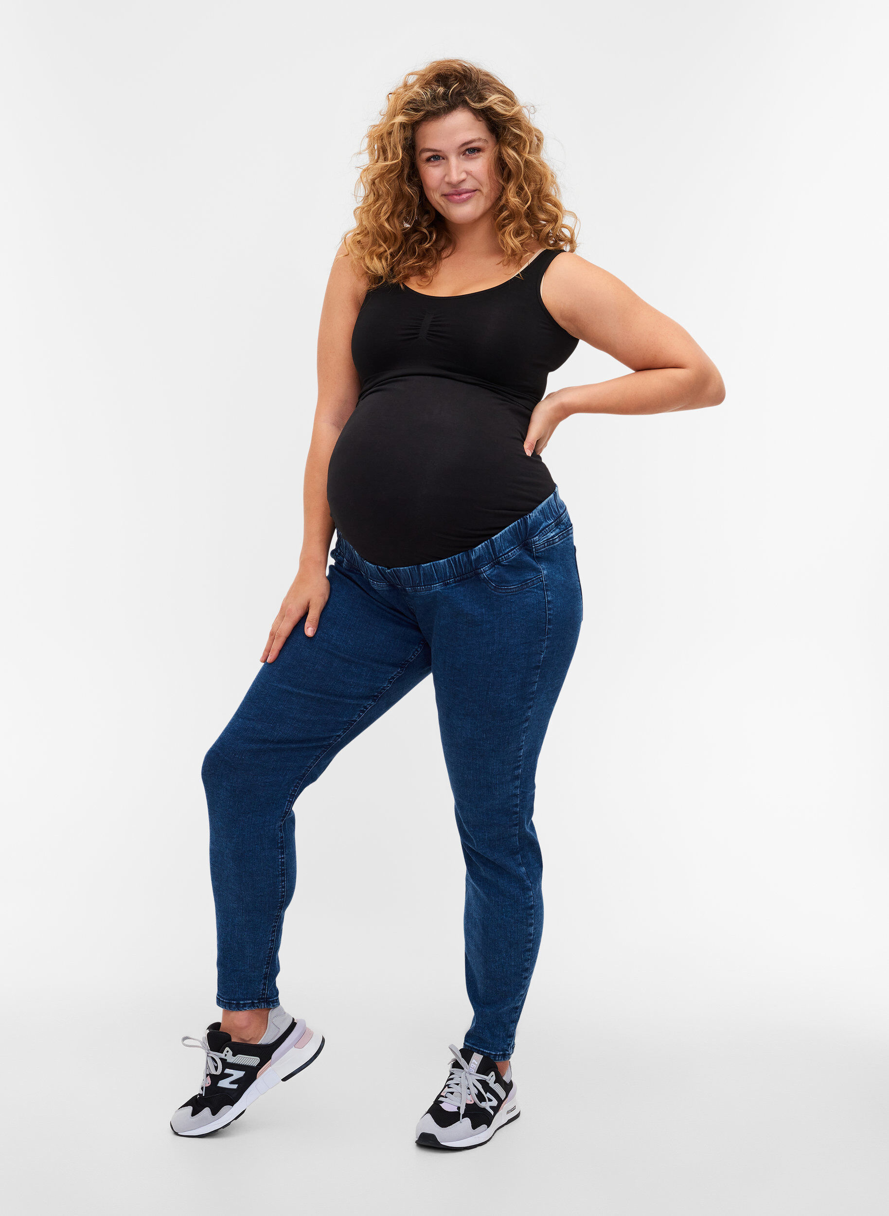 ZizziZwangerschapsjegging met achterzakken, Dark blue, Model image number 2