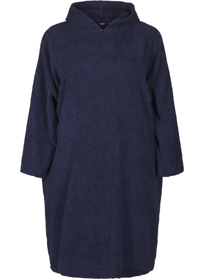 Terry poncho met capuchon, Navy Blazer, Packshot image number 0